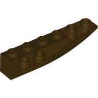 Lego kostka (kostička) 6x2 klín pravý zkosený invertovaný, tmavě hnědá (6179807)